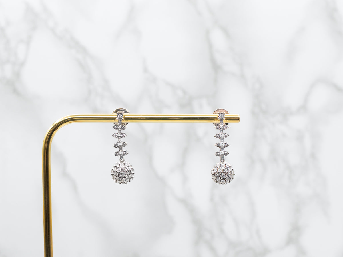 Elongated Sparkling Diamond Drop Earrings