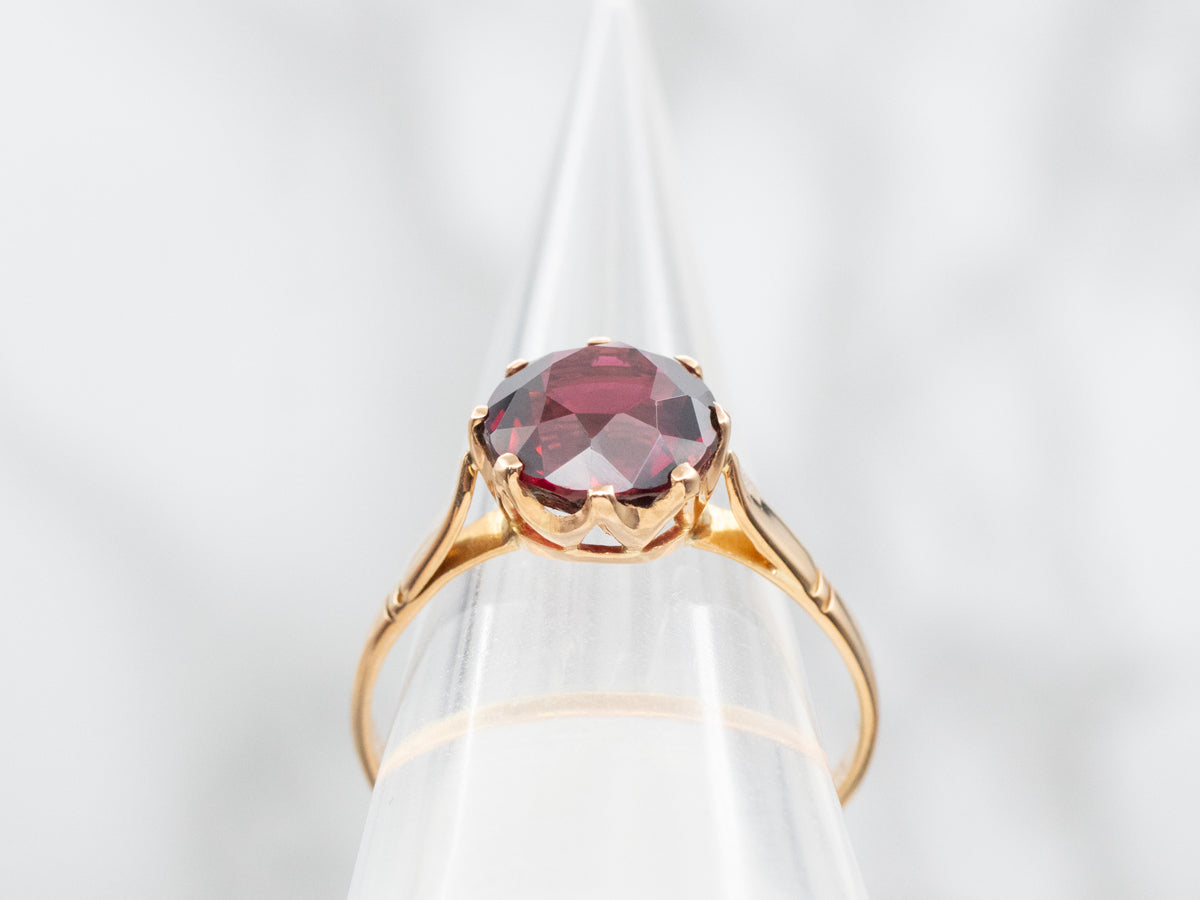 14k solid gold genuine 3mm garnet solitaire pinky ring size factory 4.75