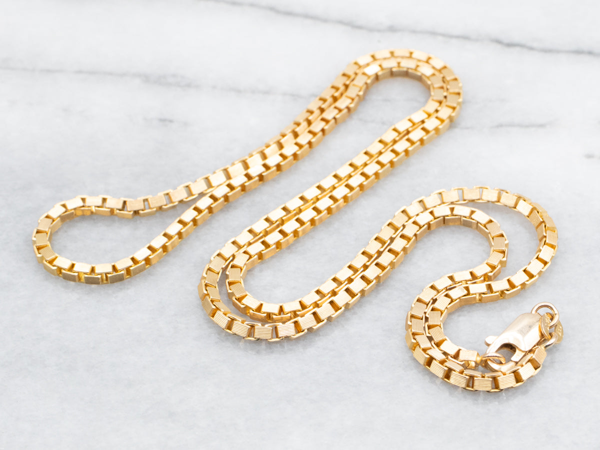 Yellow Gold Heavy Box Chain with Lobster Clasp