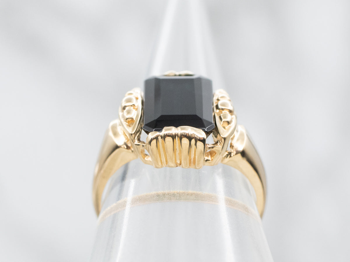 Yellow Gold Indicolite Tourmaline Solitaire Ring