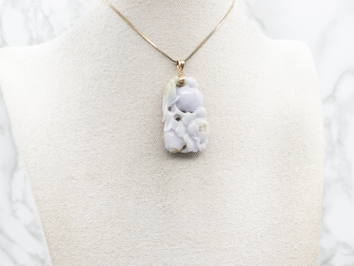 Carved Lavender Jade Pendant