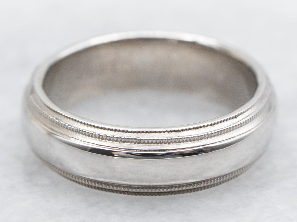 Wedding Band with Double Milgrain Edge