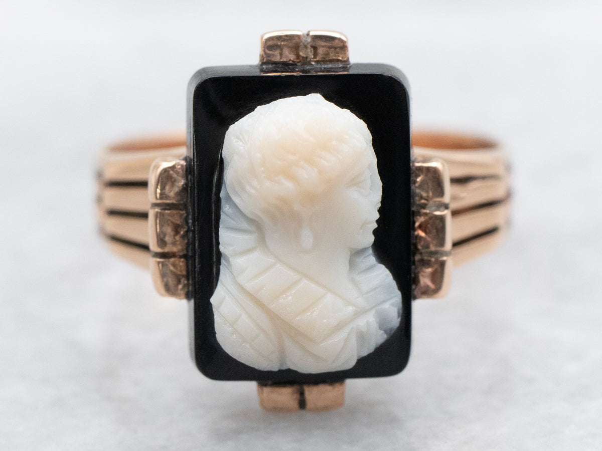 Black Onyx Cameo Ring