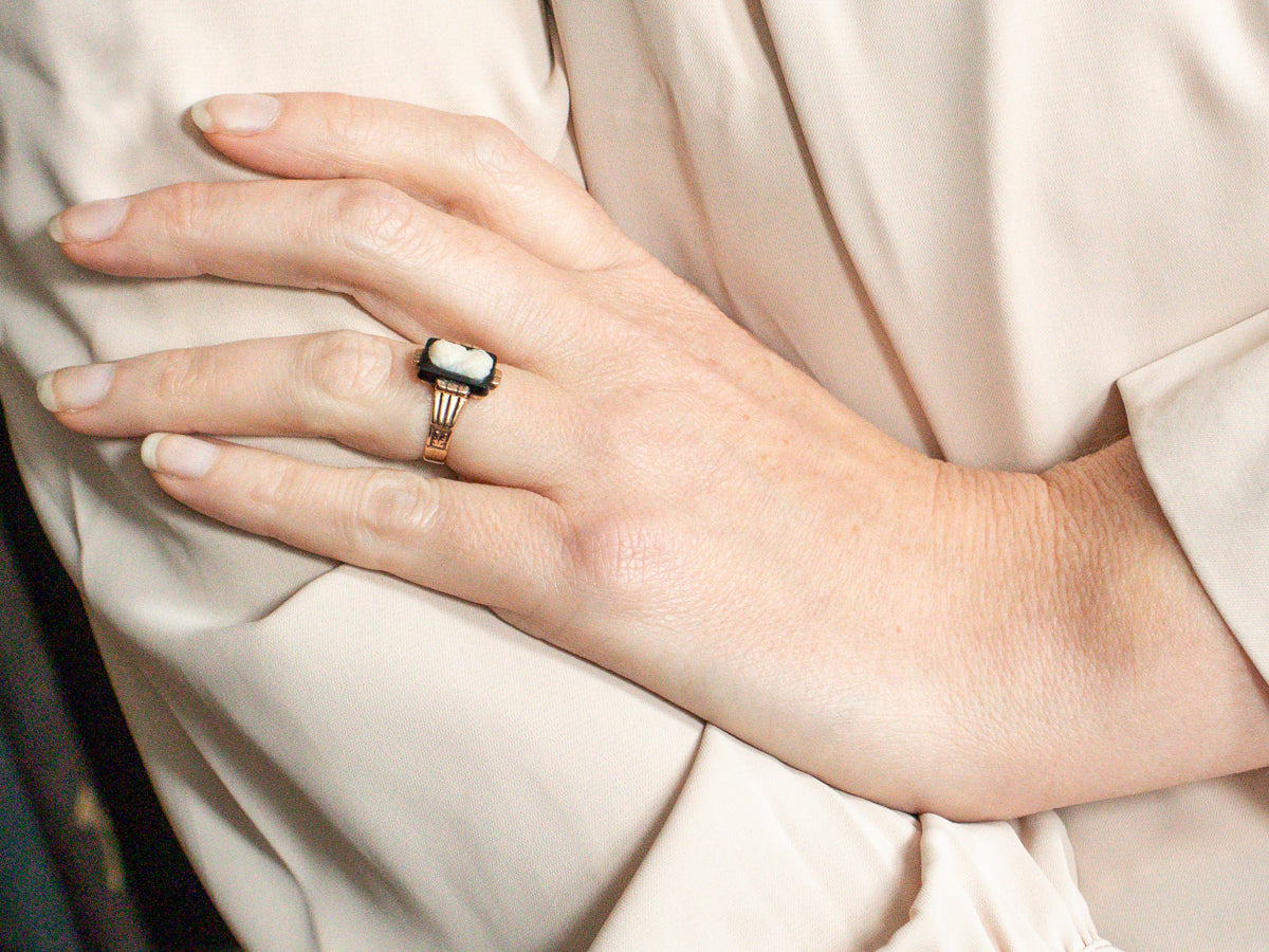 Black Onyx Cameo Ring