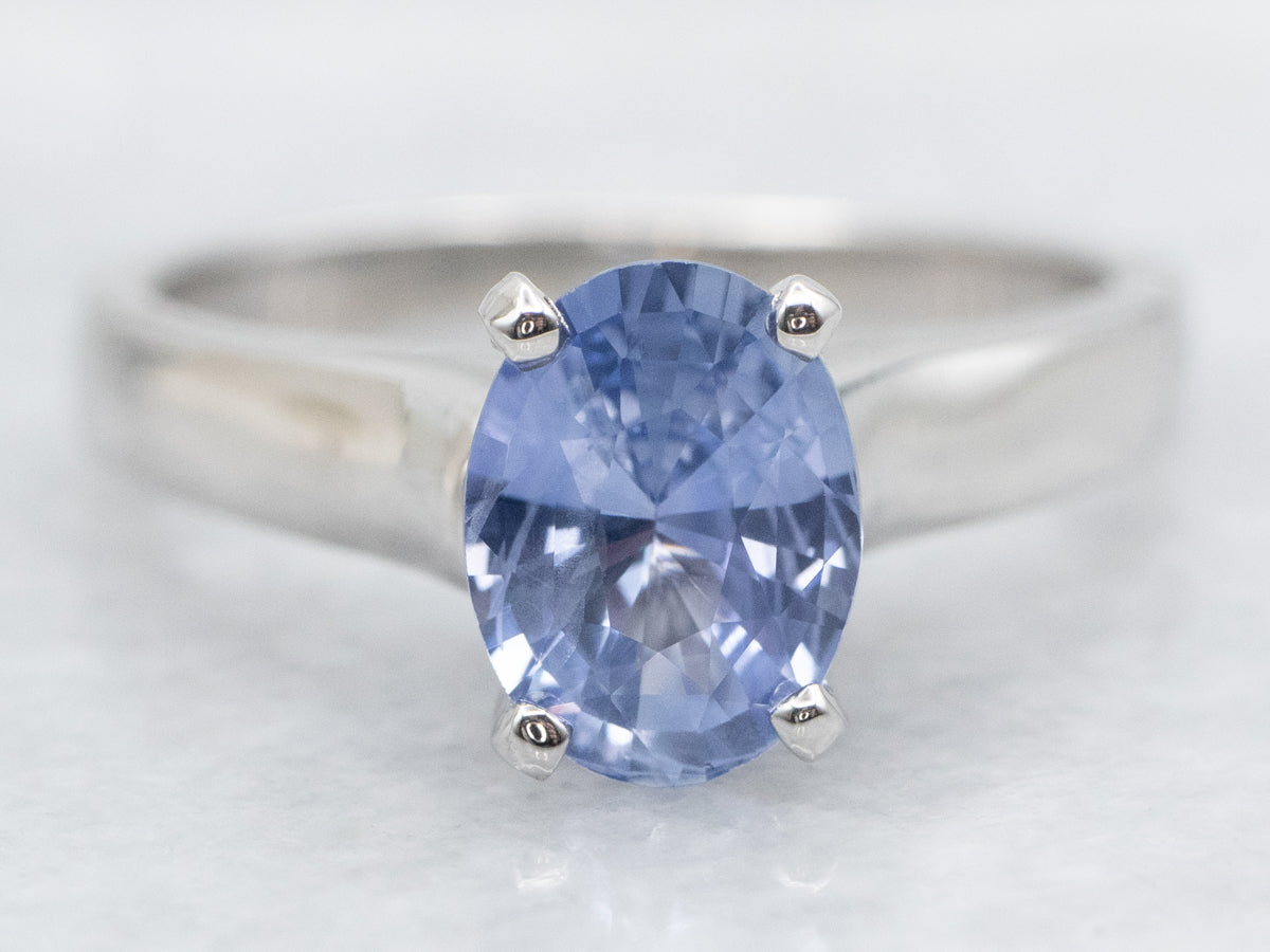 Platinum Sapphire Solitaire Engagement Ring