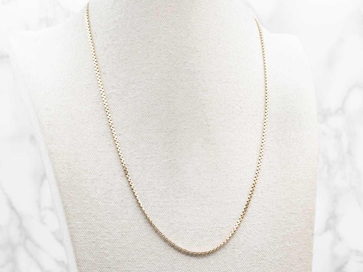 Yellow Gold Boston Link Chain with Spring Ring Clasp