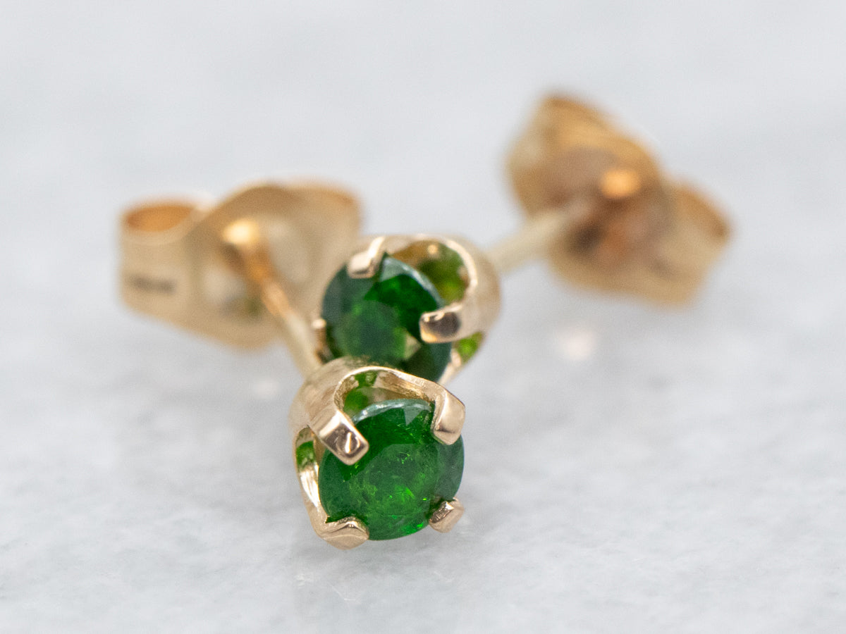 Pendientes Oro Amarillo Granate Verde