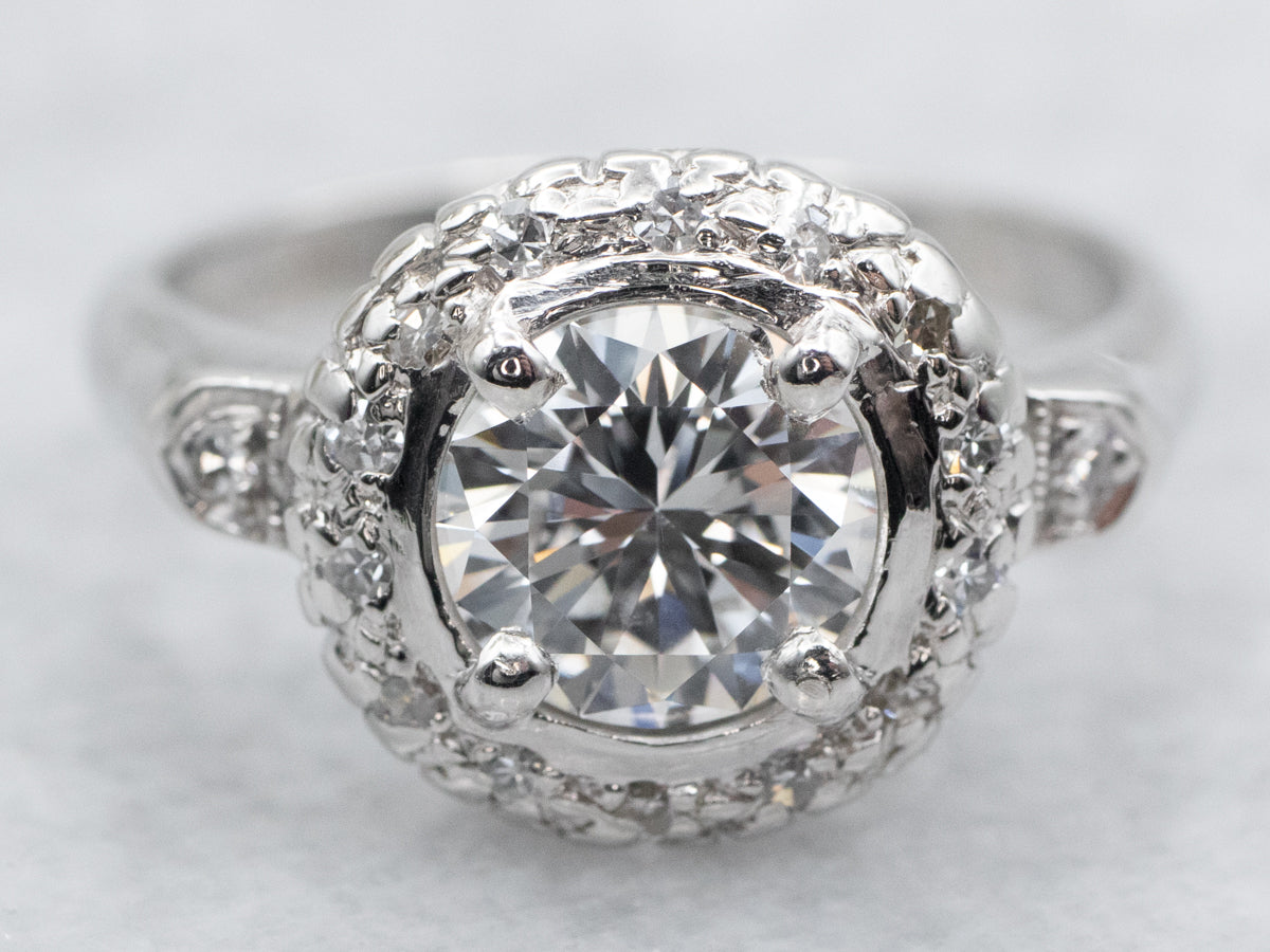 Platinum Diamond Engagement Ring with Diamond Halo