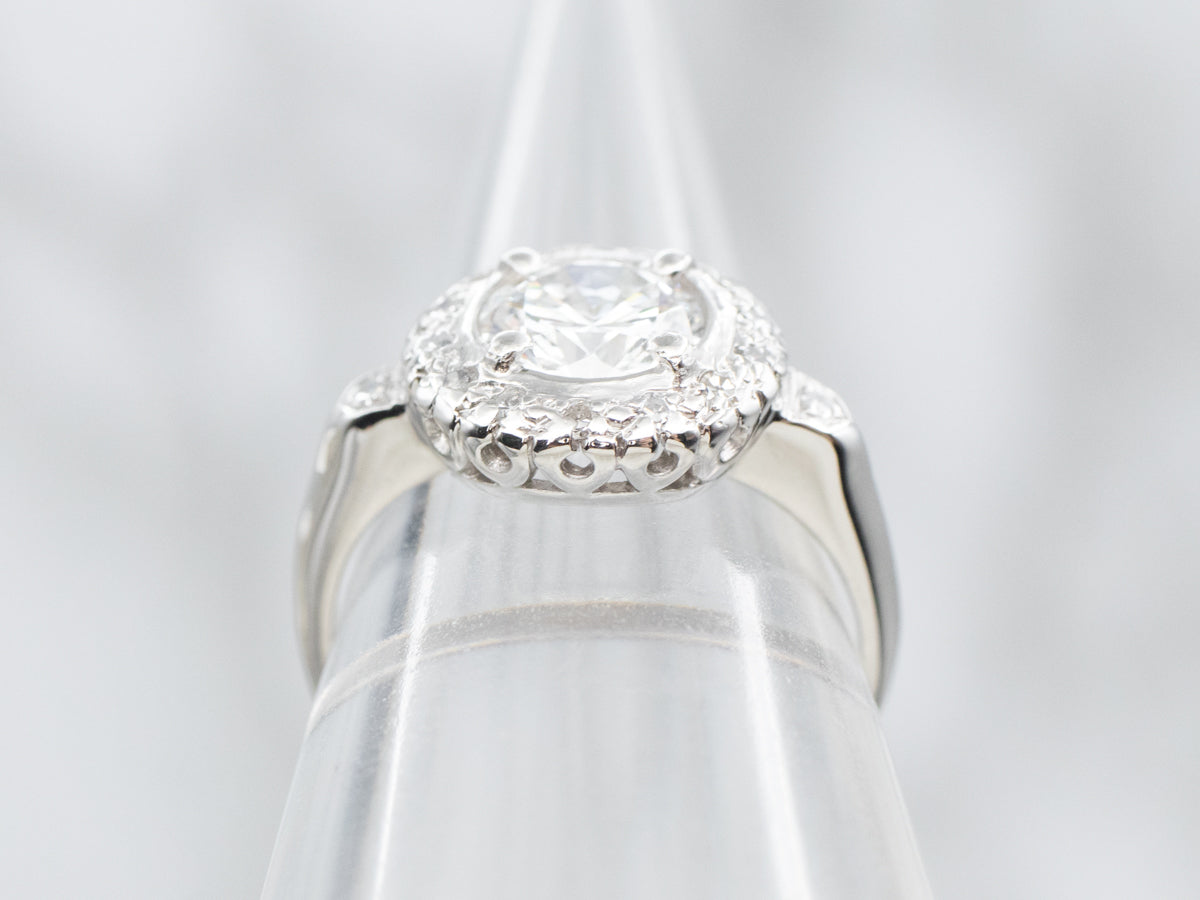 Platinum Diamond Engagement Ring with Diamond Halo