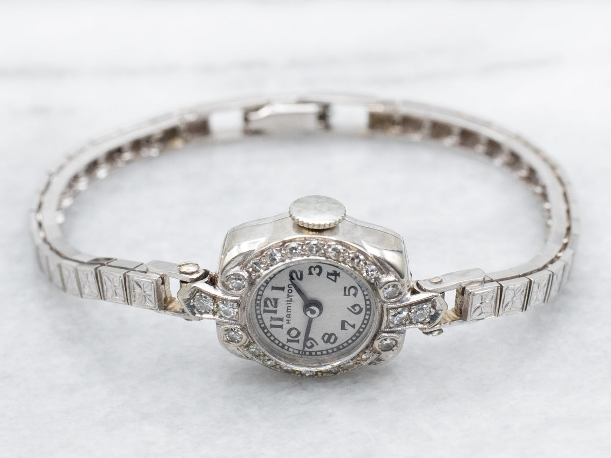 Ladies Diamond 1930s Hamilton Wrist Watch