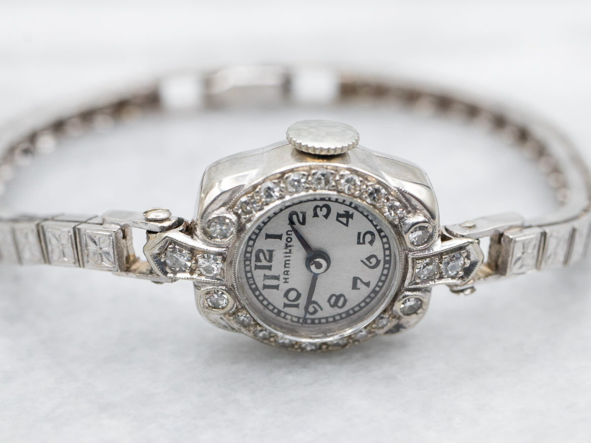 Ladies Diamond 1930s Hamilton Wrist Watch