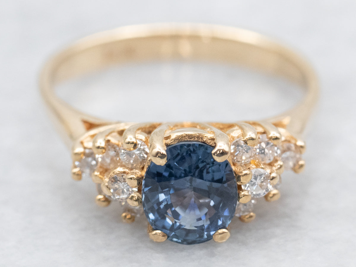 Oval-Cut Sapphire and Diamond Engagement Ring