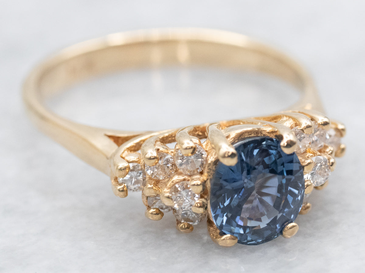 Oval-Cut Sapphire and Diamond Engagement Ring