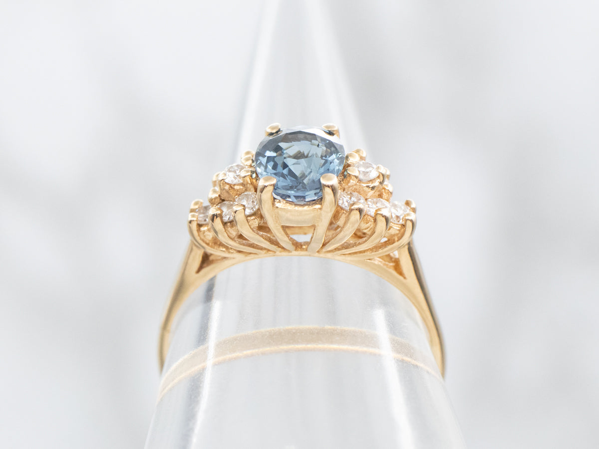 Oval-Cut Sapphire and Diamond Engagement Ring