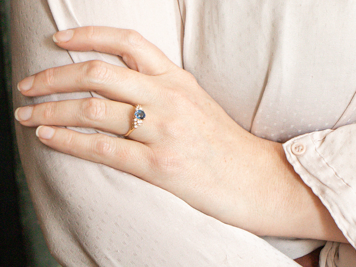 Oval-Cut Sapphire and Diamond Engagement Ring