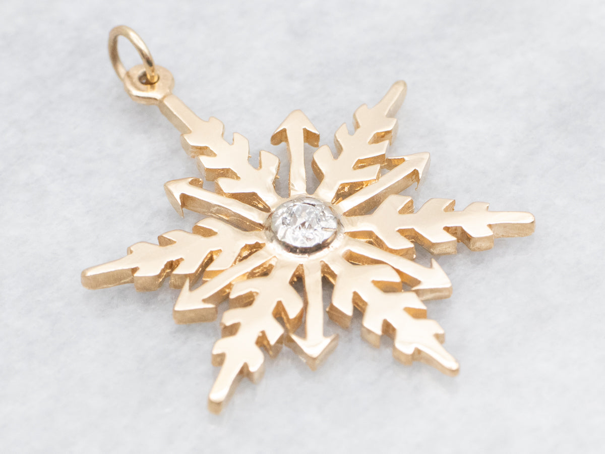 Snowflake Pendant with Old Mine Cut Diamond Center