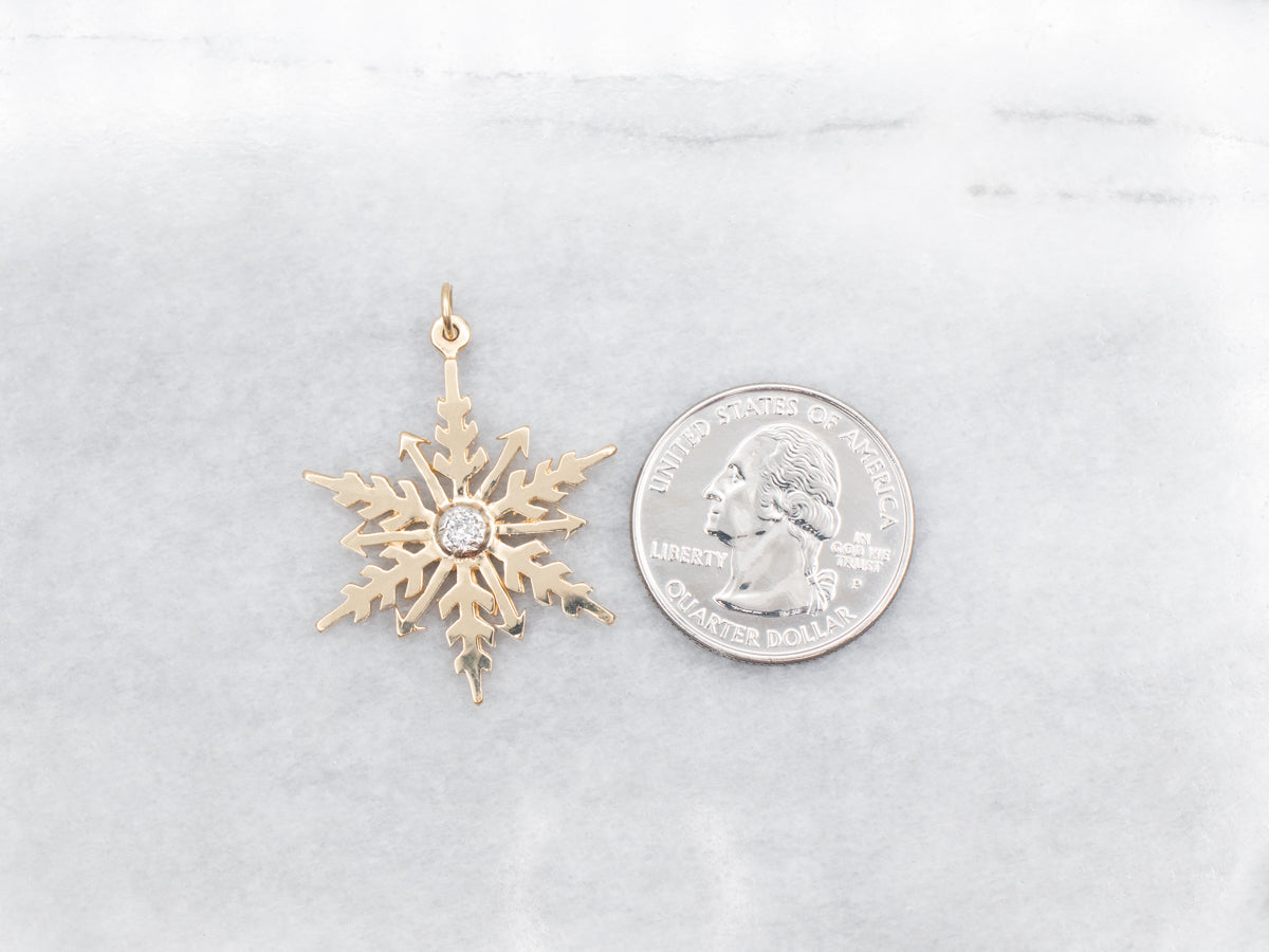 Snowflake Pendant with Old Mine Cut Diamond Center