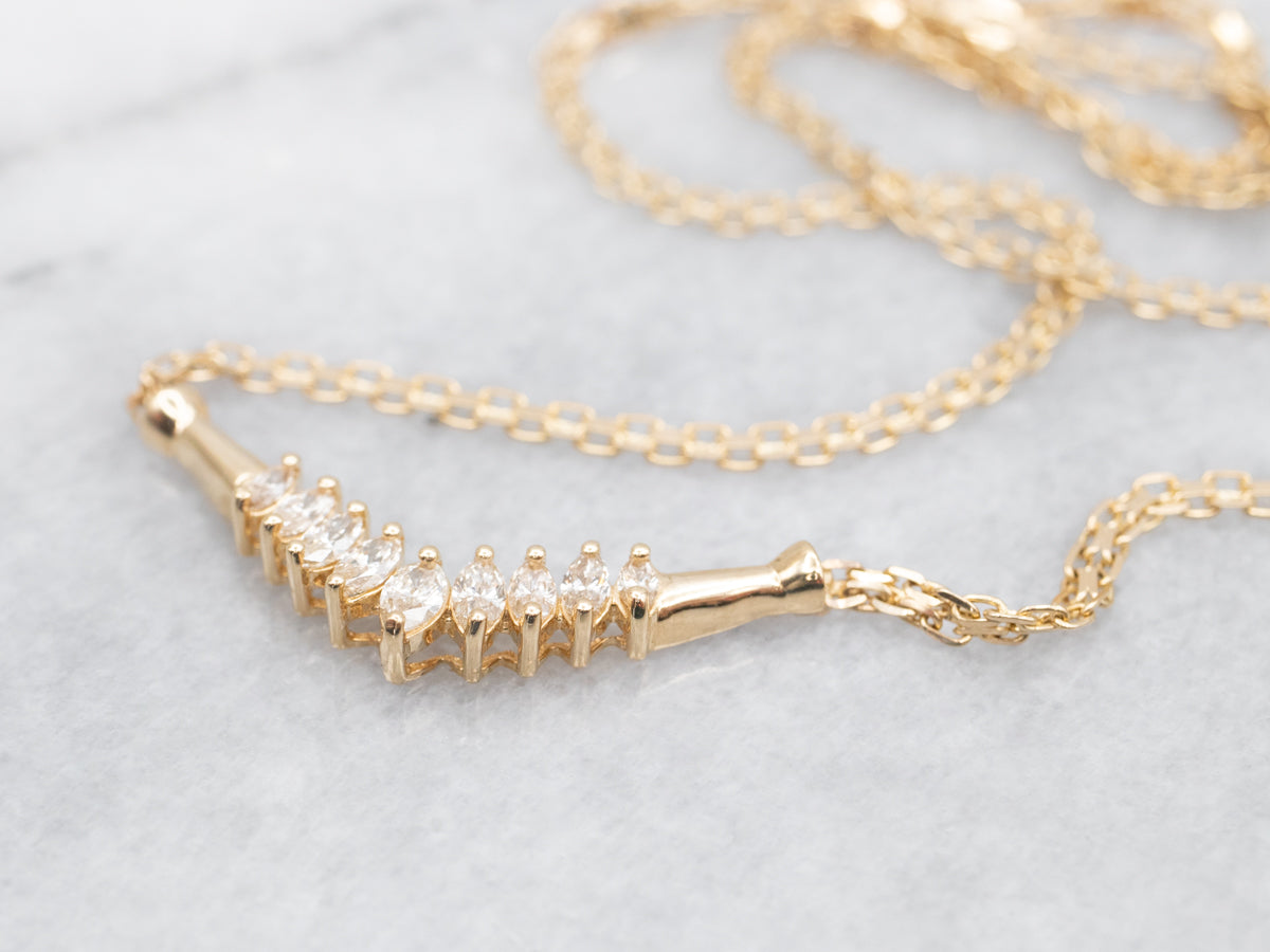 Marquise-Cut Diamond Necklace with Lobster Clasp