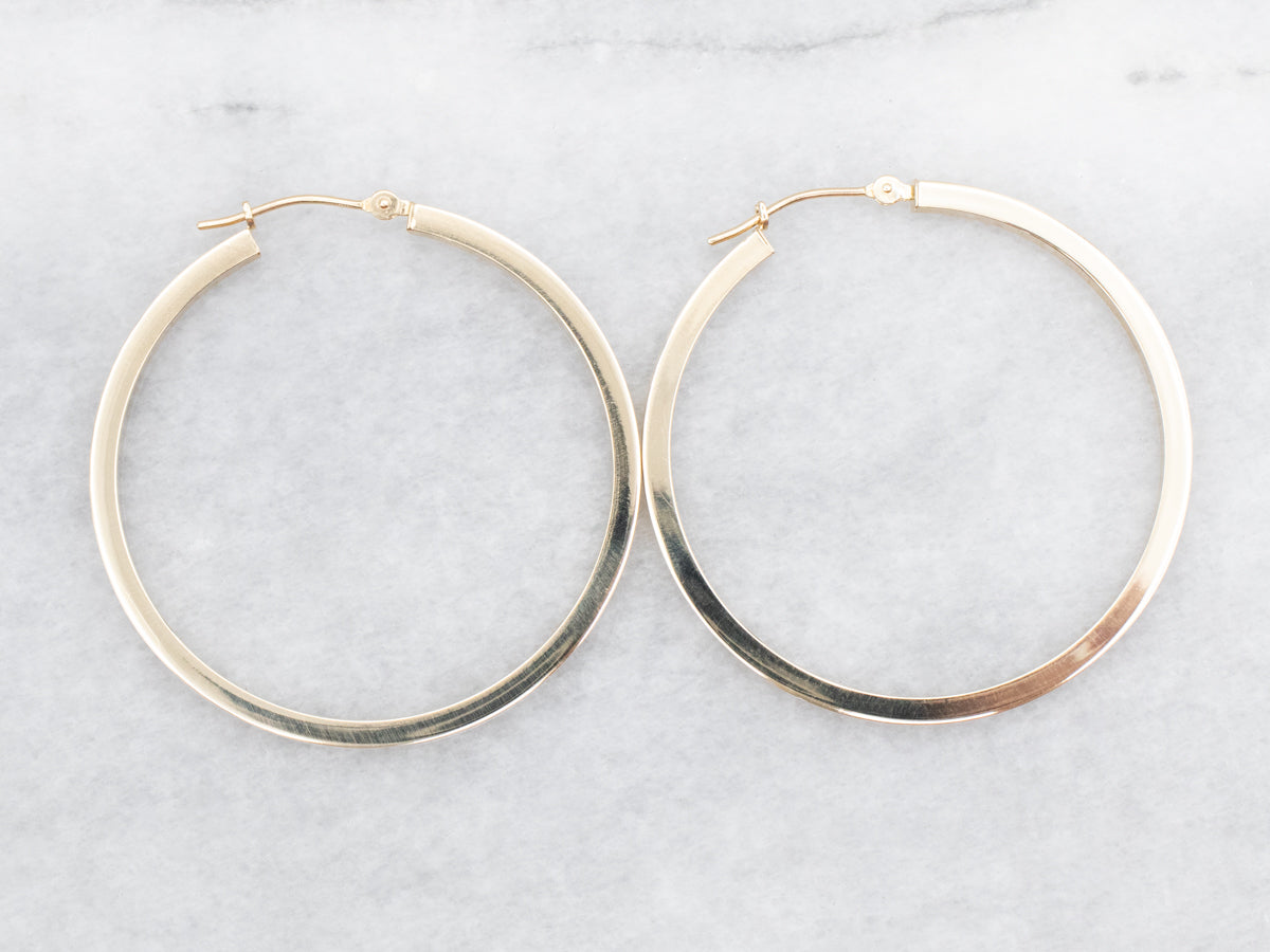 Polished Gold Squared Hoop Earrings