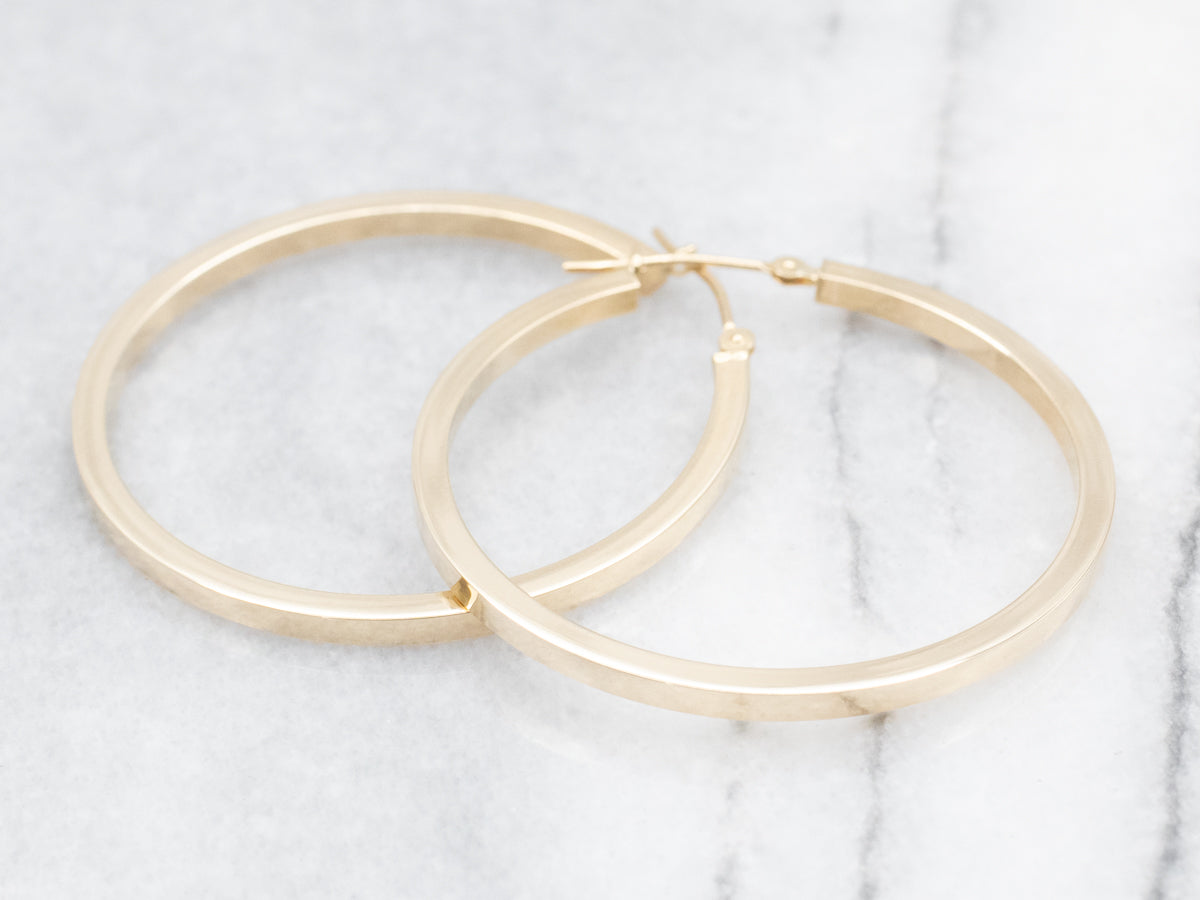 Polished Gold Squared Hoop Earrings