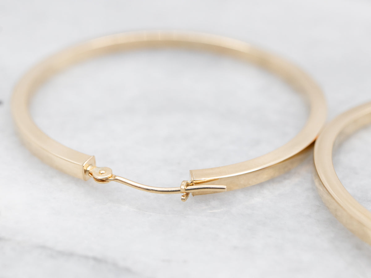 Polished Gold Squared Hoop Earrings