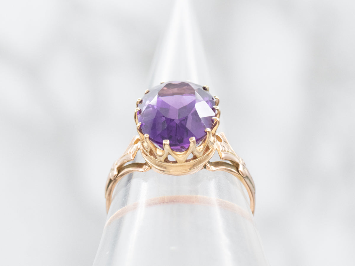 Antique Gold Amethyst Solitaire Ring