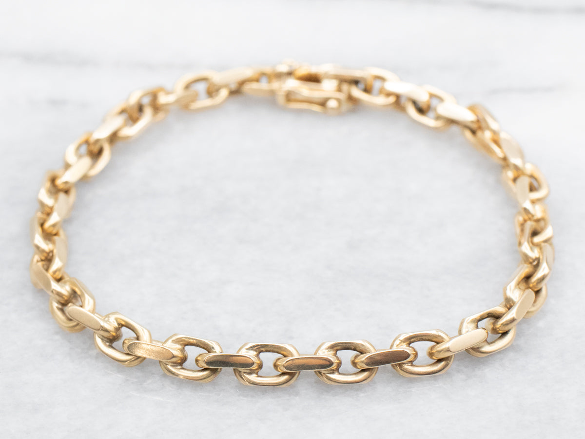 Polished Gold Rectangle Link Bracelet