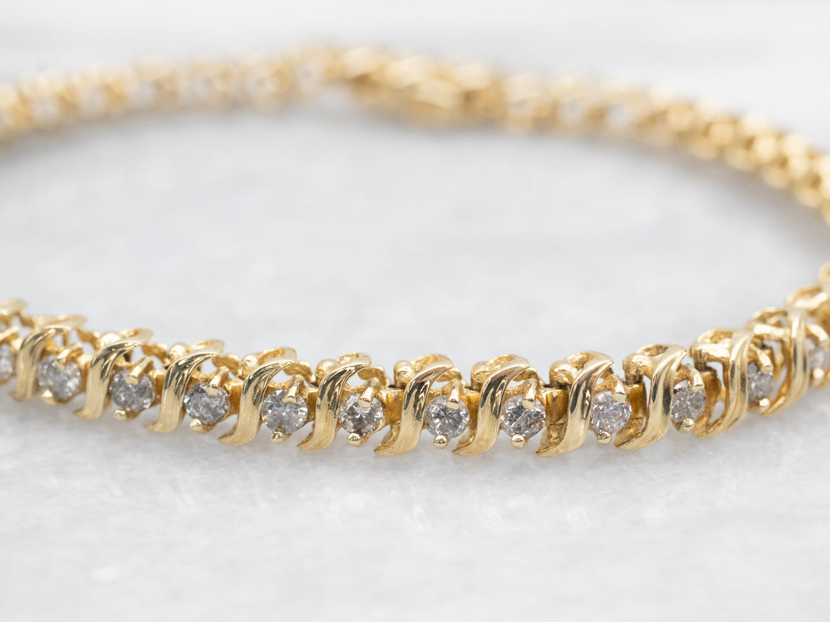 Modern Gold Diamond Tennis Bracelet