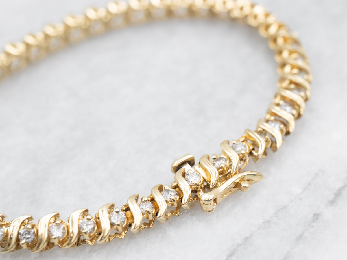 Modern Gold Diamond Tennis Bracelet