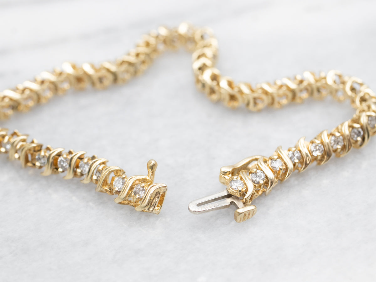 Modern Gold Diamond Tennis Bracelet