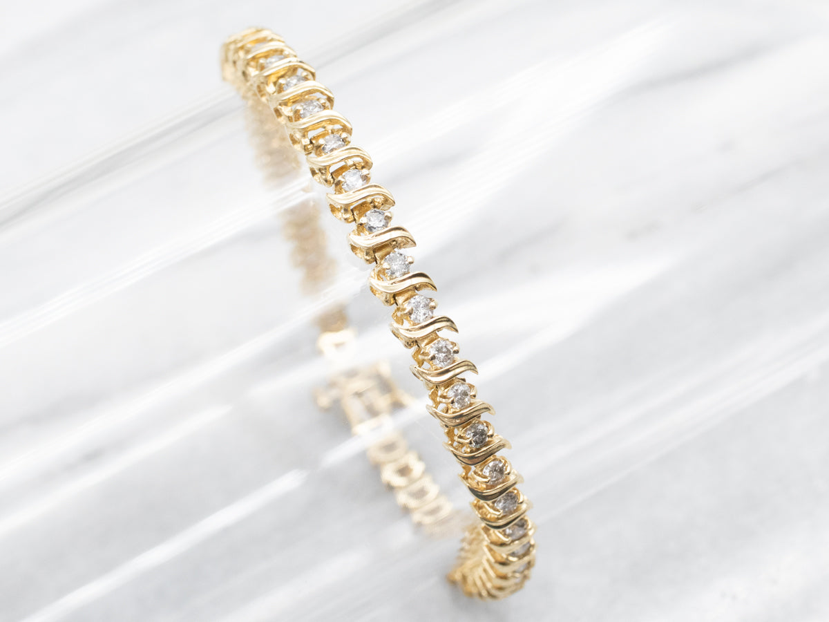 Modern Gold Diamond Tennis Bracelet