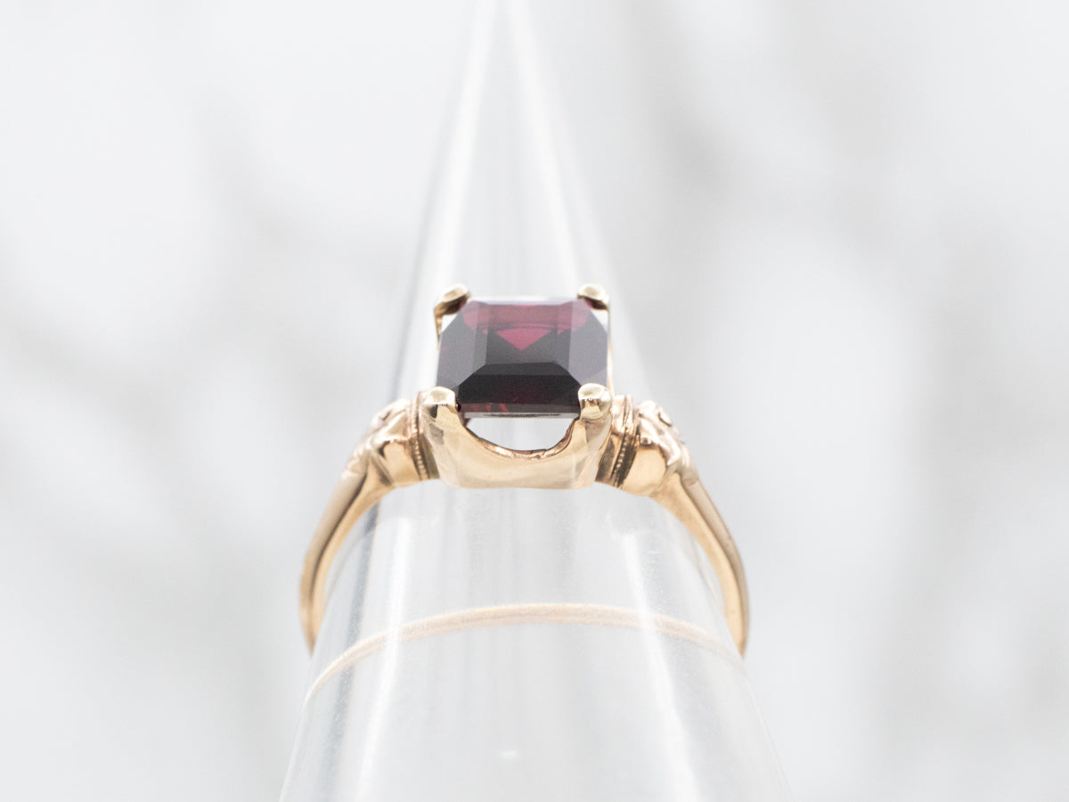 Antique Rhodolite Garnet Solitaire Ring