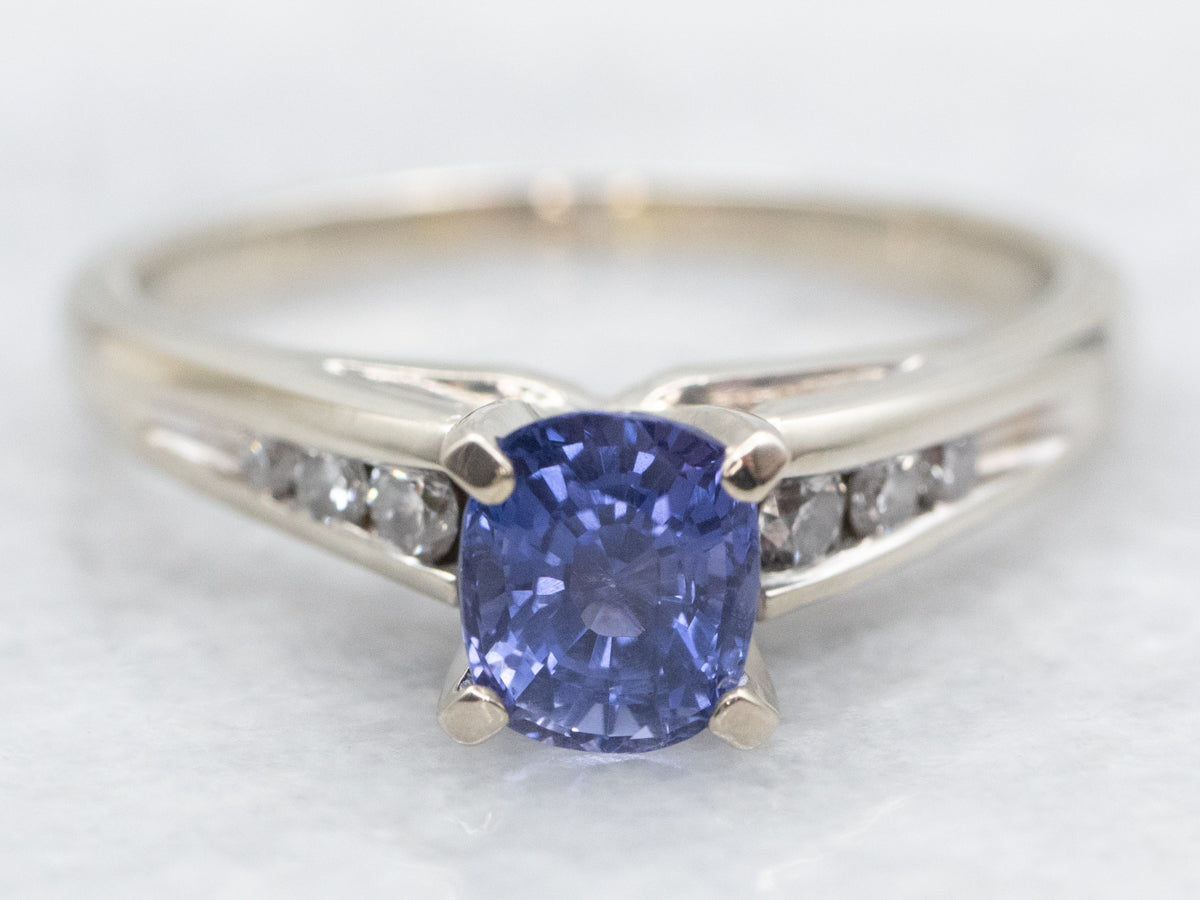 Modern Sapphire and Diamond Engagement Ring