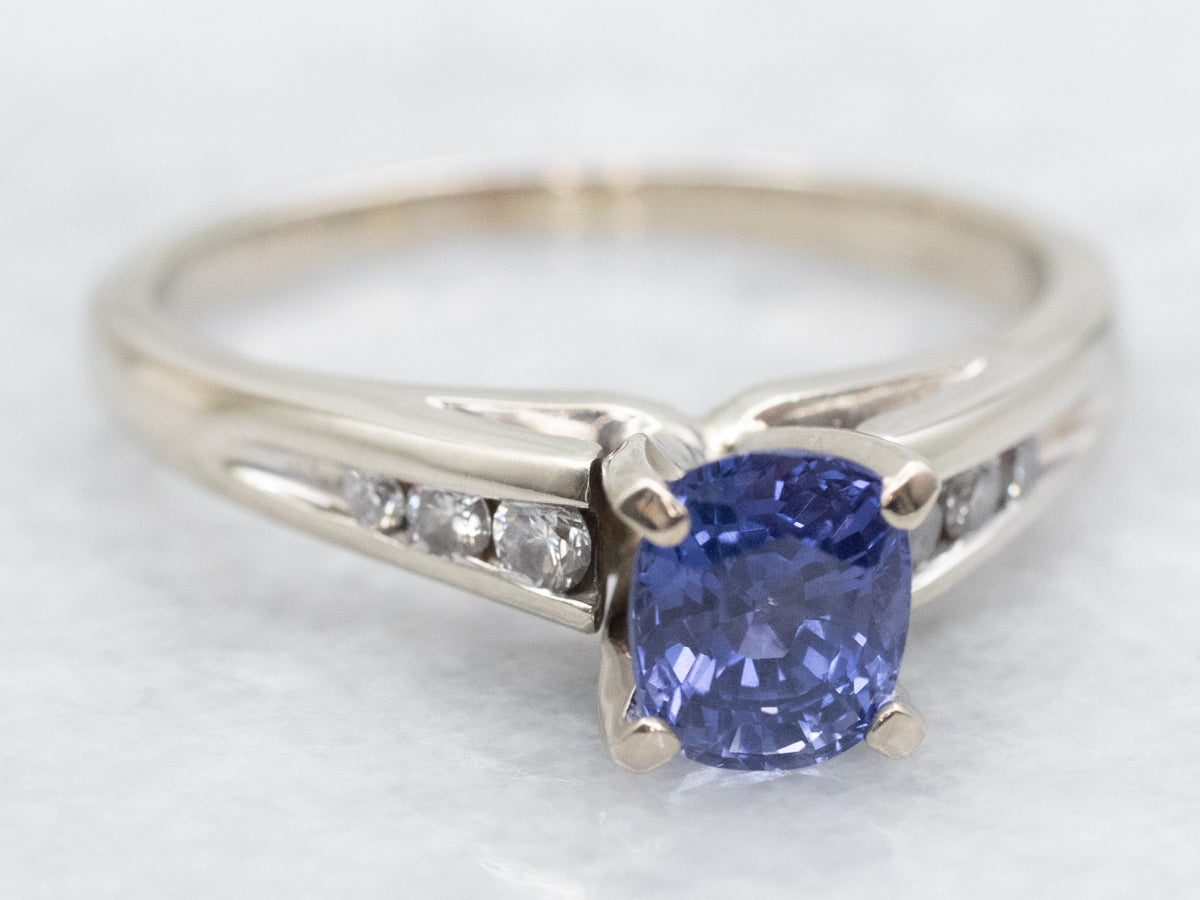 Modern Sapphire and Diamond Engagement Ring