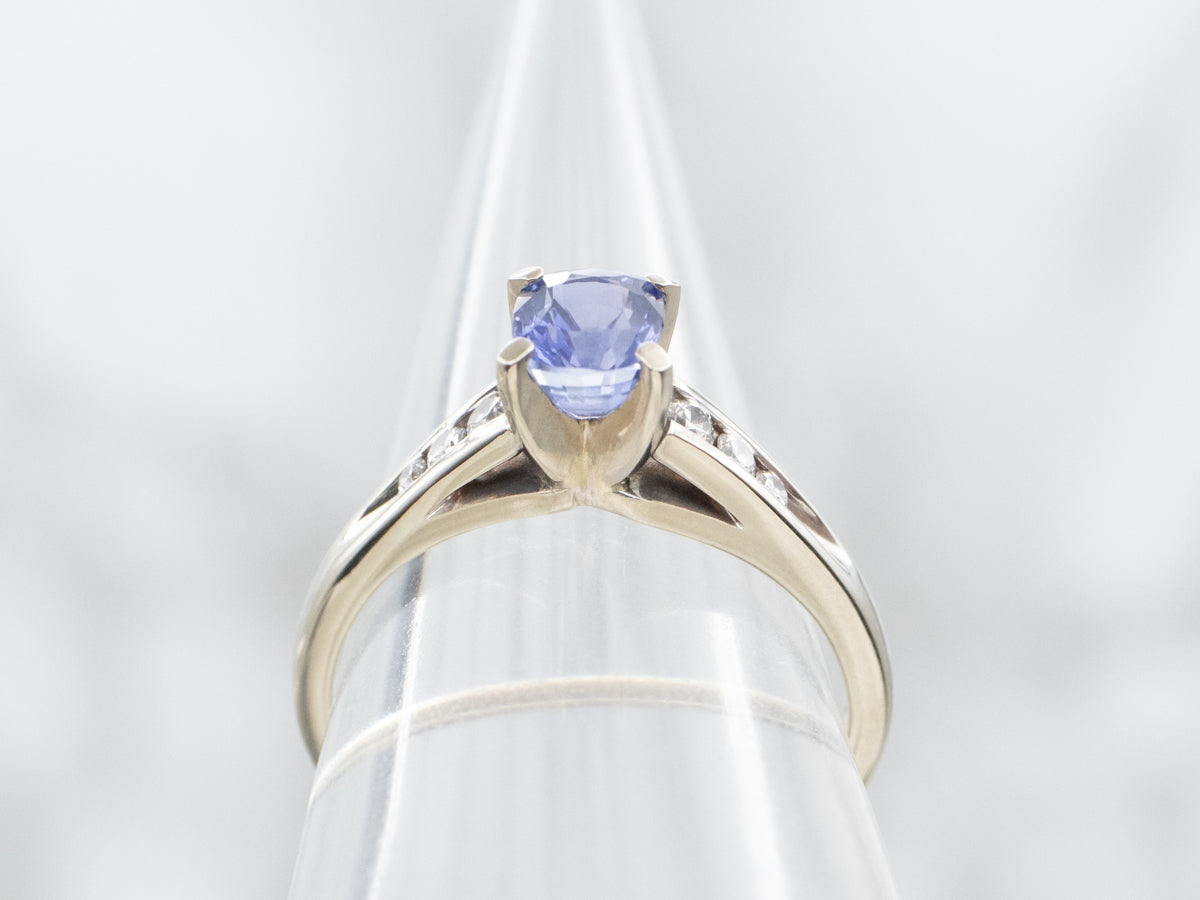 Modern Sapphire and Diamond Engagement Ring