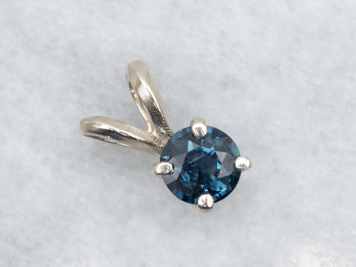 Sapphire Solitaire Pendant in White Gold