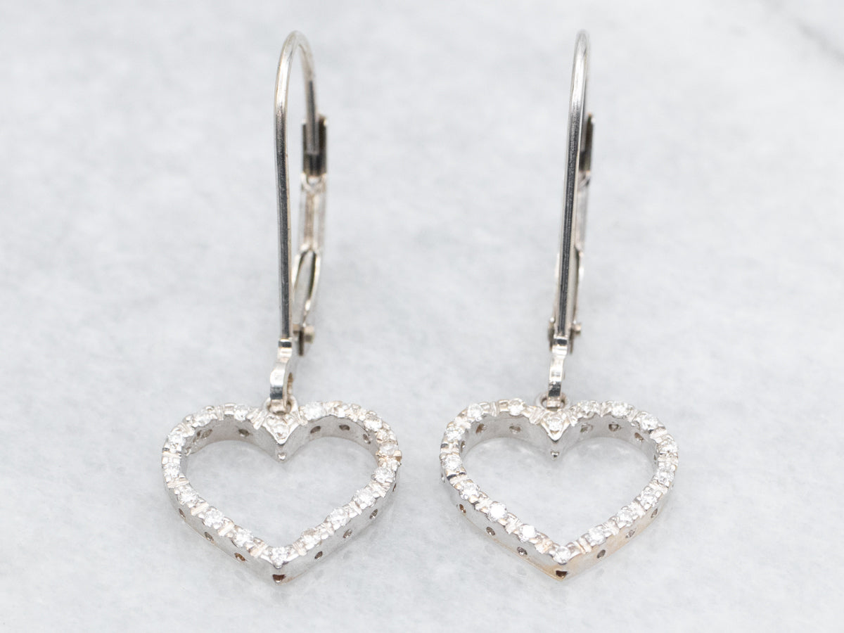 Heart Shaped Diamond Drop Earrings