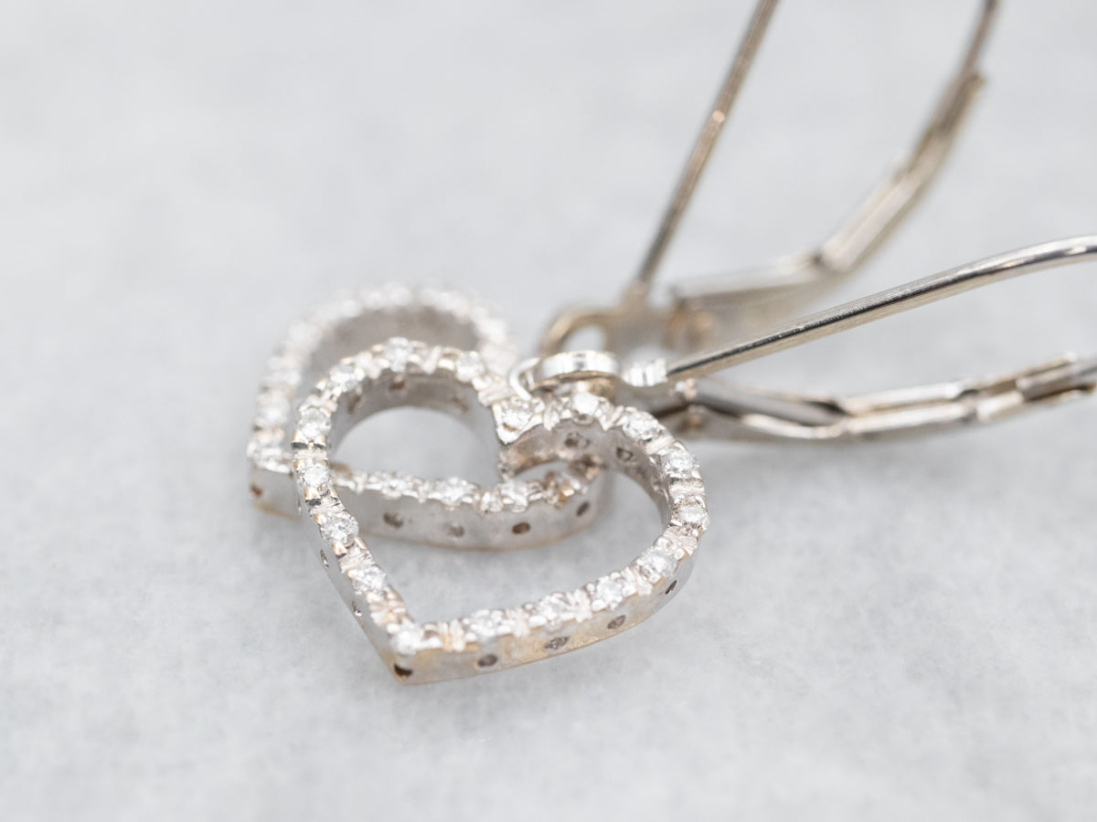 Heart Shaped Diamond Drop Earrings