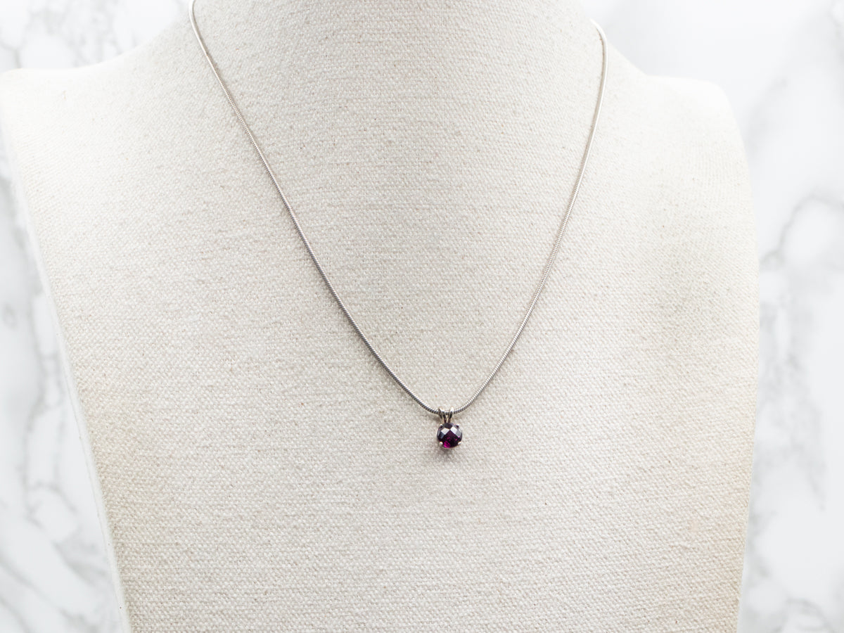 Rhodolite Garnet Solitaire Pendant