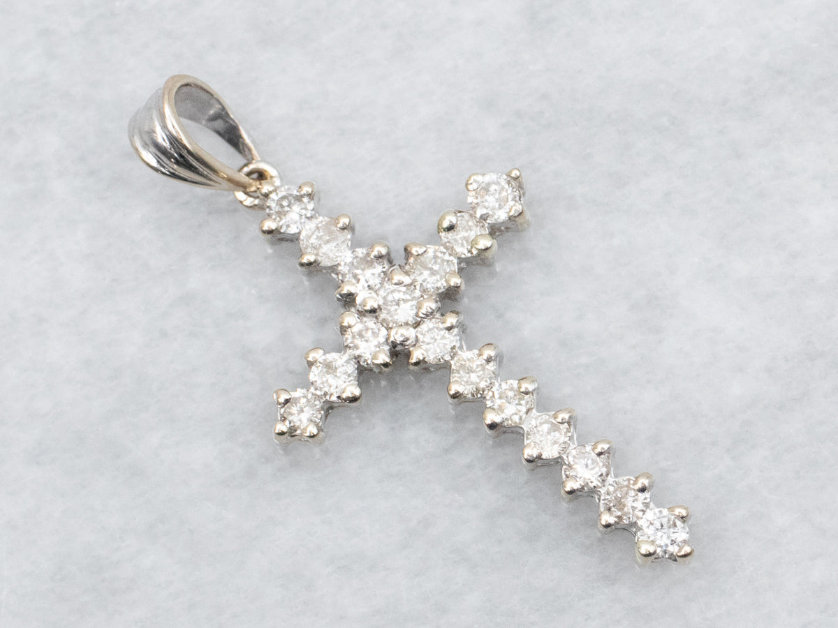 White Gold Diamond Cross Pendant