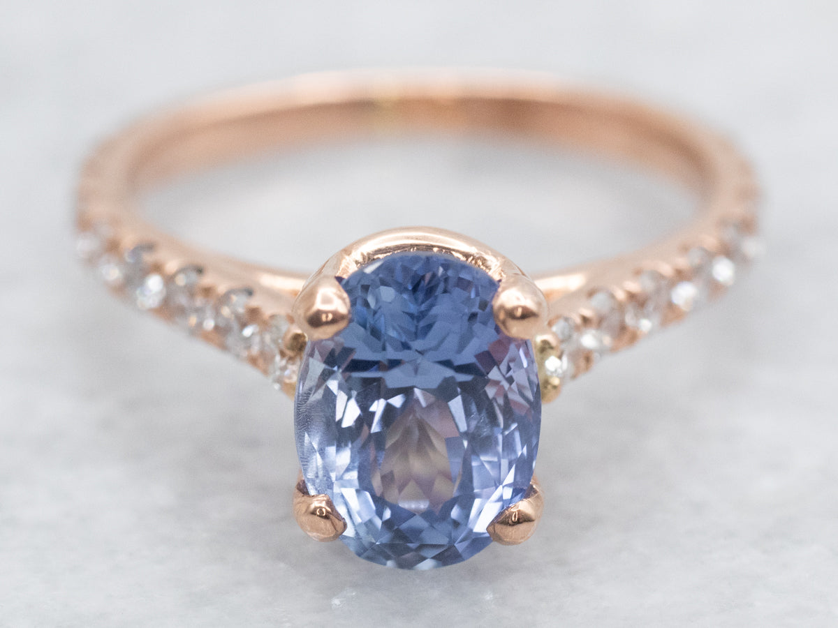 Rose Gold Sapphire and Diamond Engagement Ring