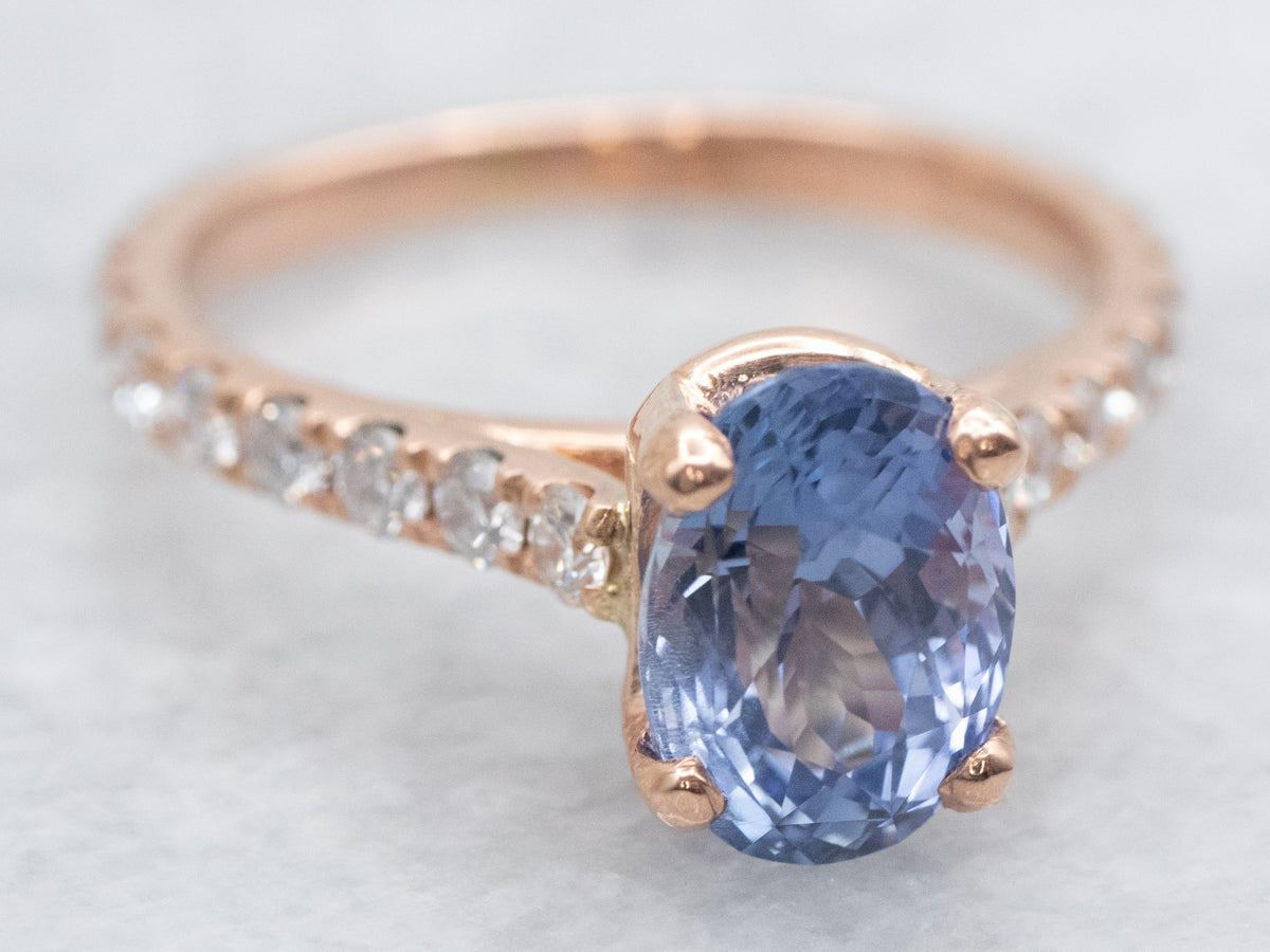 Rose Gold Sapphire and Diamond Engagement Ring