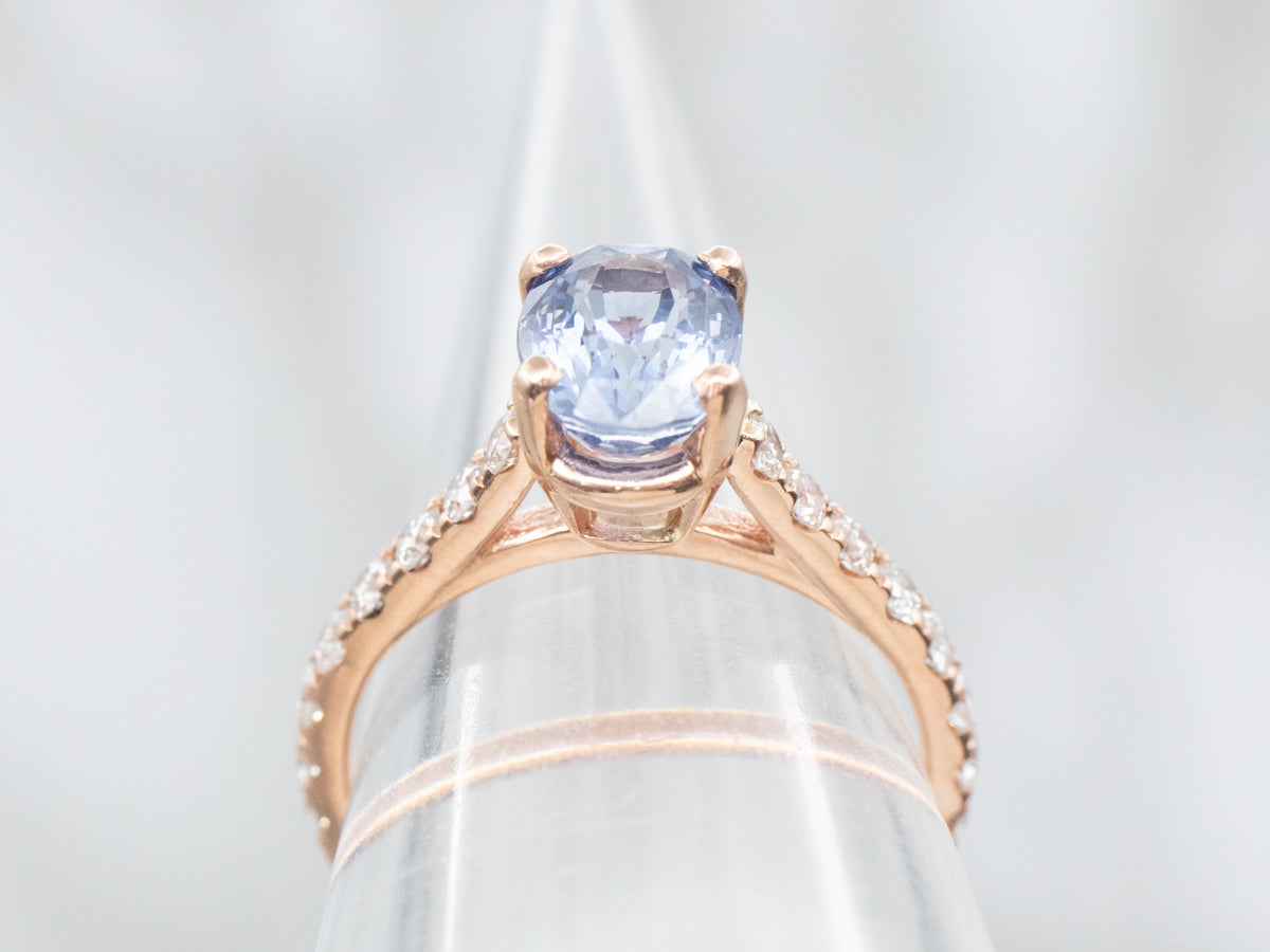 Rose Gold Sapphire and Diamond Engagement Ring