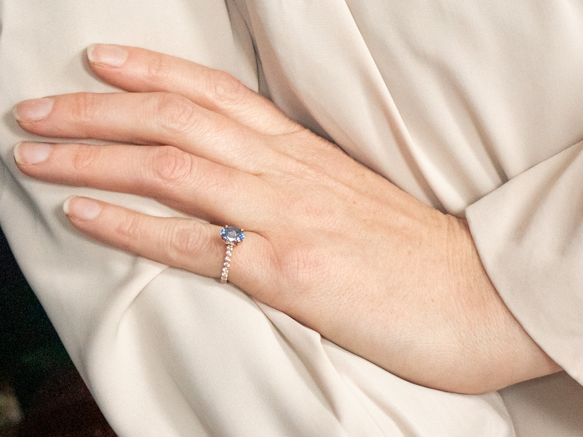 Rose Gold Sapphire and Diamond Engagement Ring