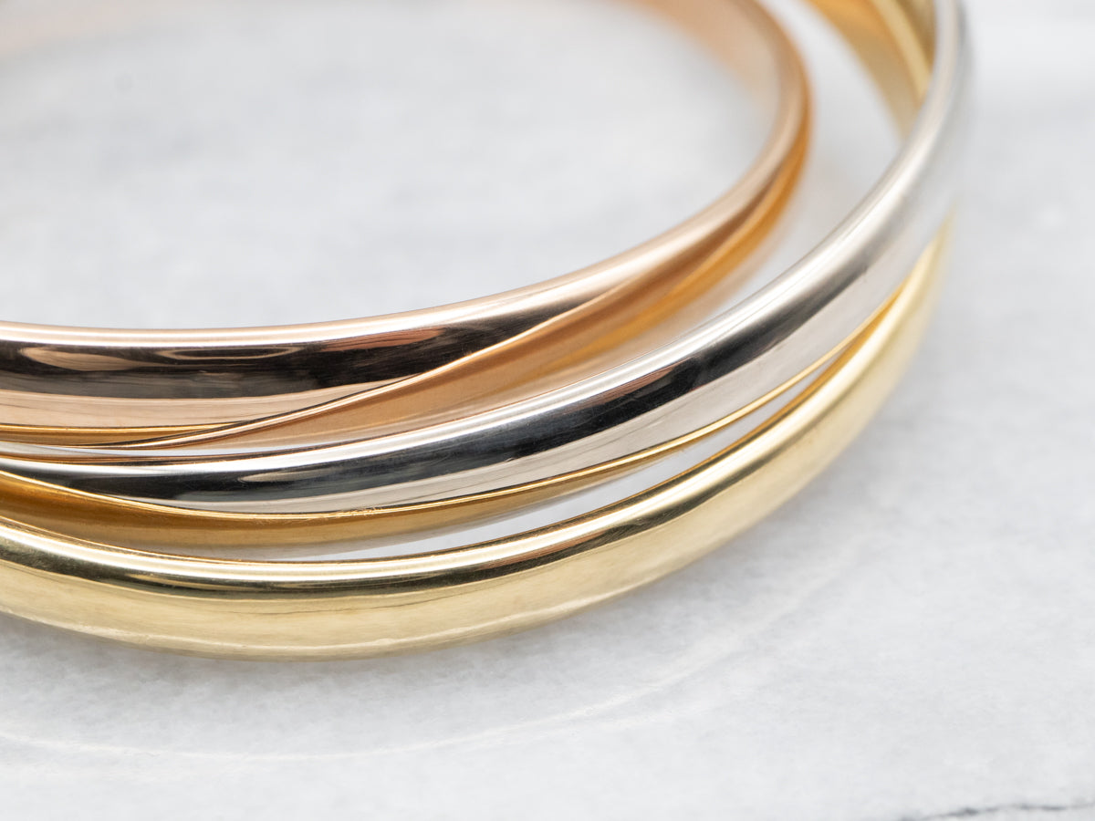 Tri Color Triple Bangle Bracelet