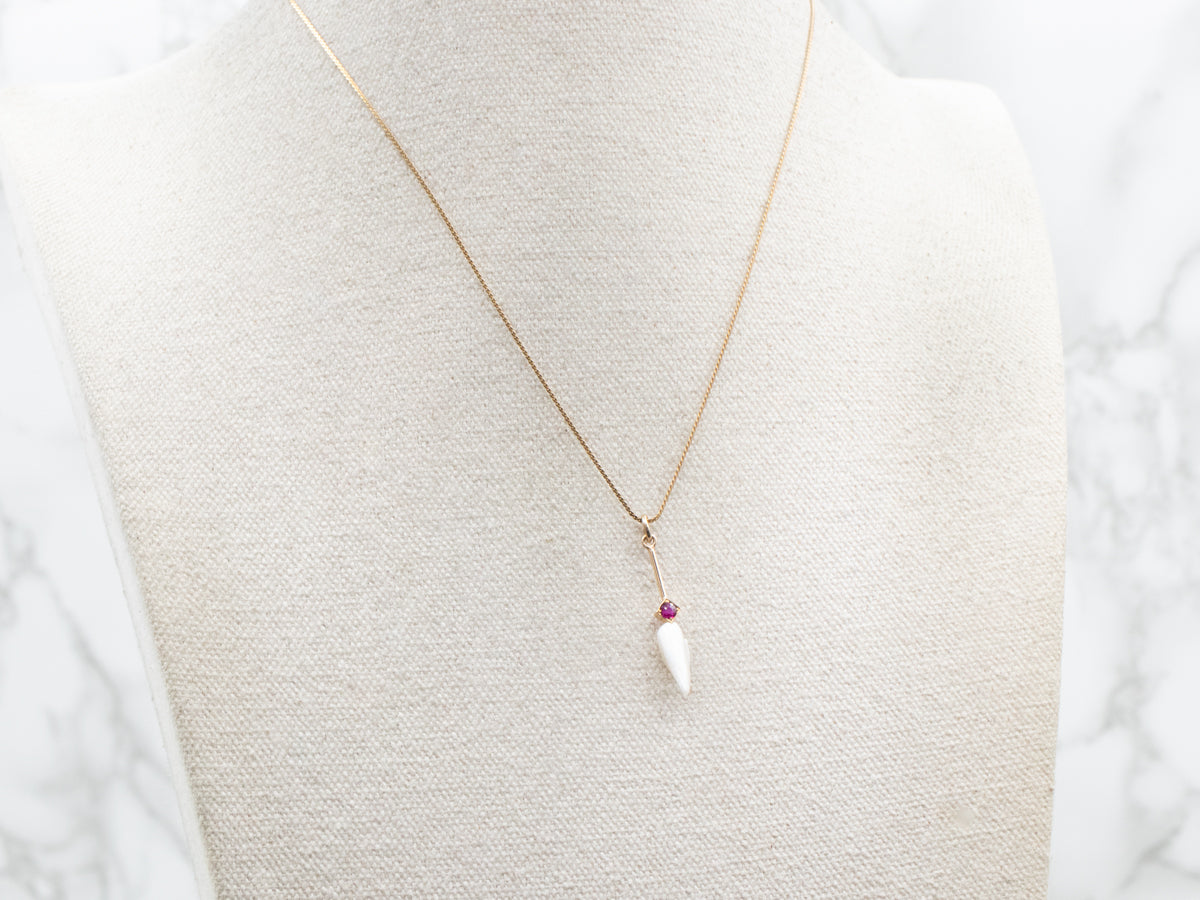 Yellow Gold Ruby and Pearl Pendant