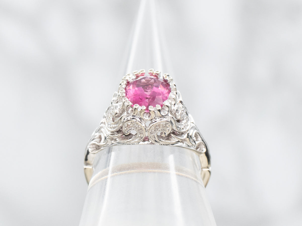 Pink Tourmaline and Diamond Ring