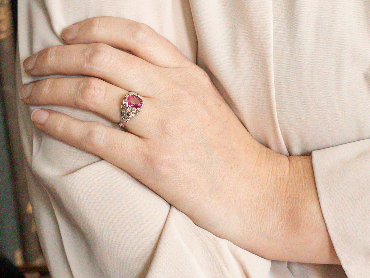 Pink Tourmaline and Diamond Ring