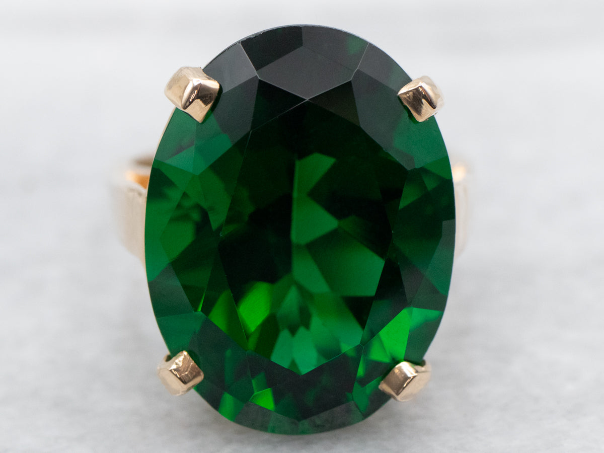 Green Obsidian Solitaire Cocktail Ring