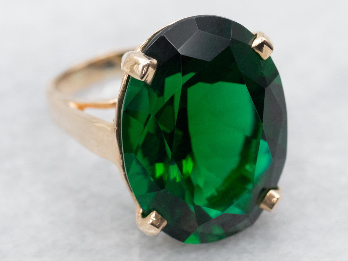 Green Obsidian Solitaire Cocktail Ring